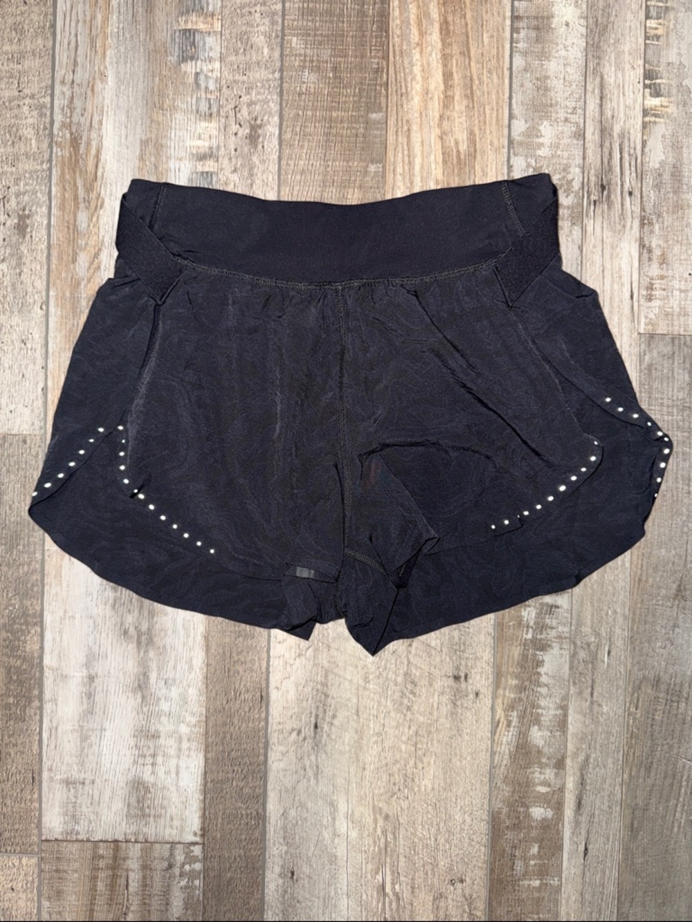lululemon athletica Black Curved Hem Athletic Shorts with Reflective Accent